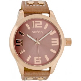 OOZOO Timepieces 45mm Pink Brown Leather C1152